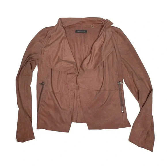 Like New Bagatelle Faux Suede Dusty Rose Draped Front Jacket s - Picture 4 of 11